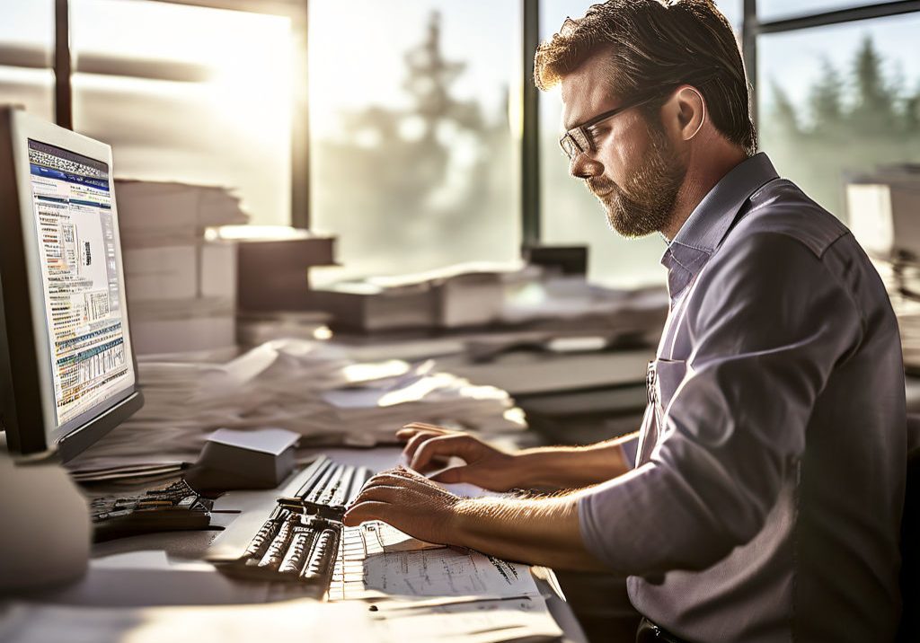 freight-forwarder-intensely-immersed-in-the-task-of-constructing-a-comprehensive-trucking-schedule-